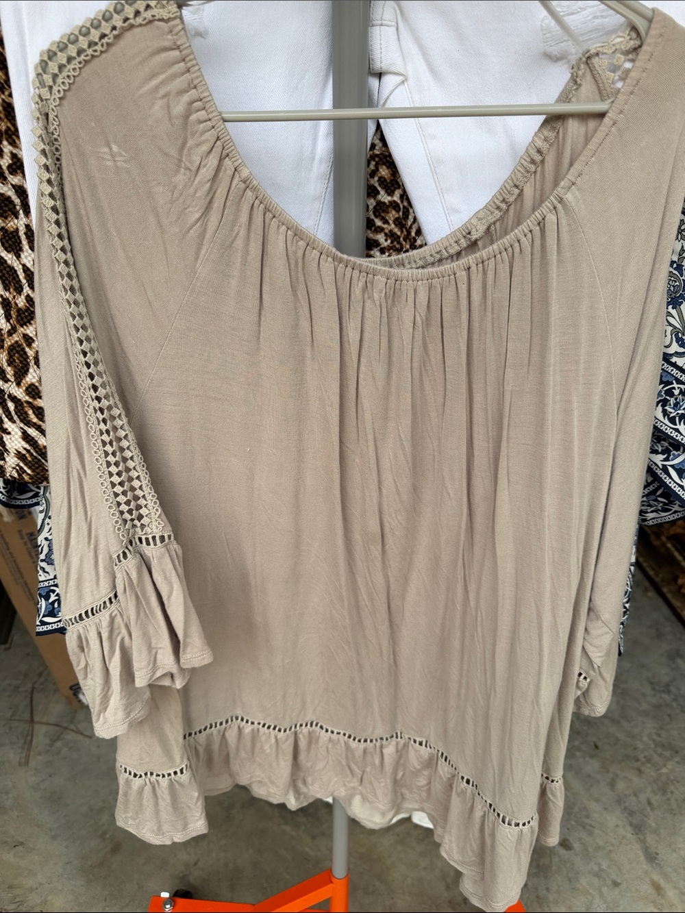 new directions Beige Boho Peasant Tunic